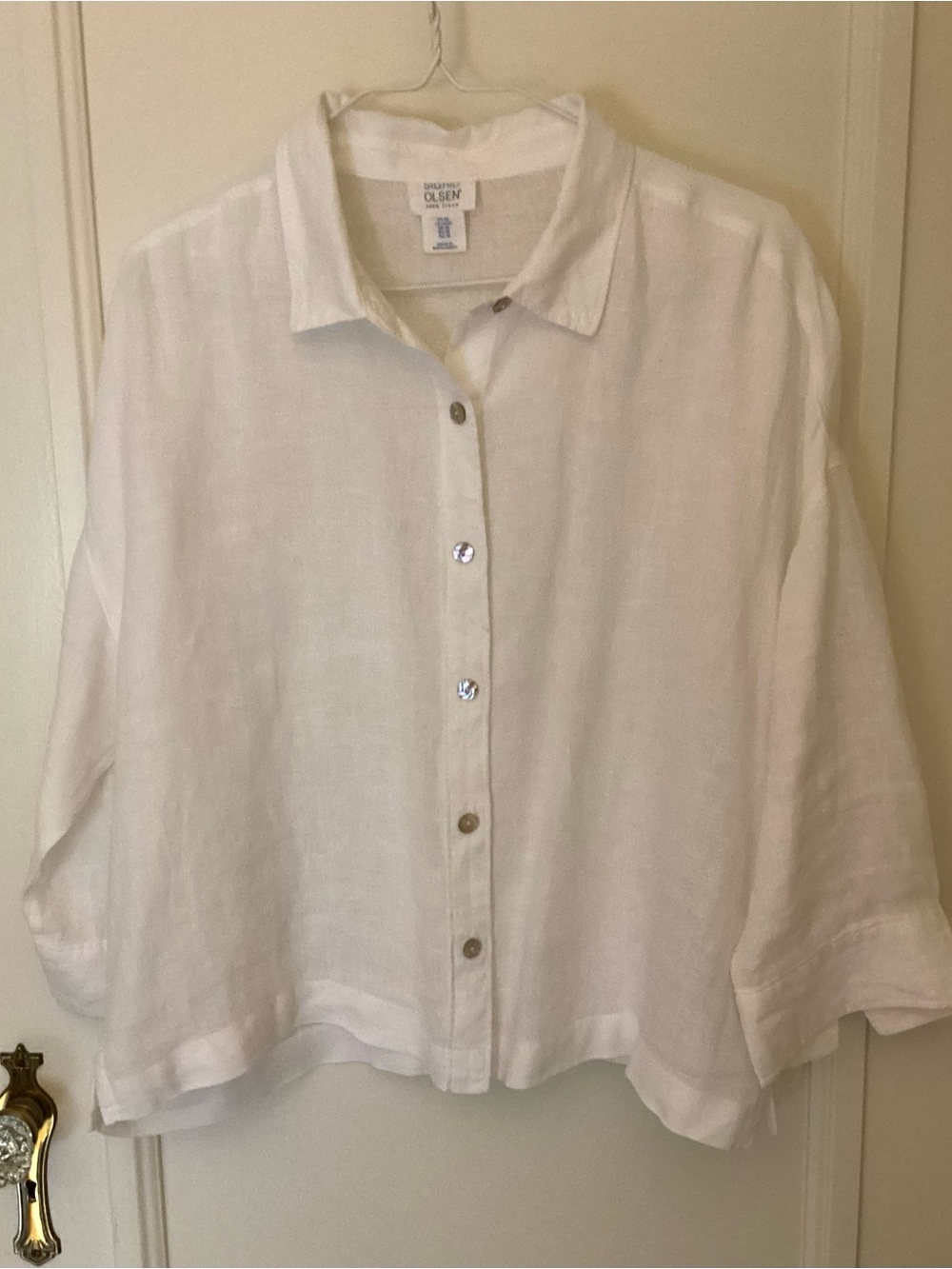 Sigrid Olsen White Linen Button-Down Shirt